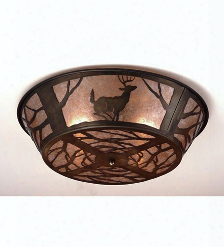 Meyda Tiffany Deer 4-light Flush Mount - Antique Copper