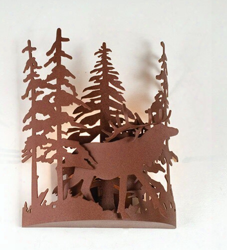 Meyda Tiffany Elk Thru The Trees Wall Sconce - Rust