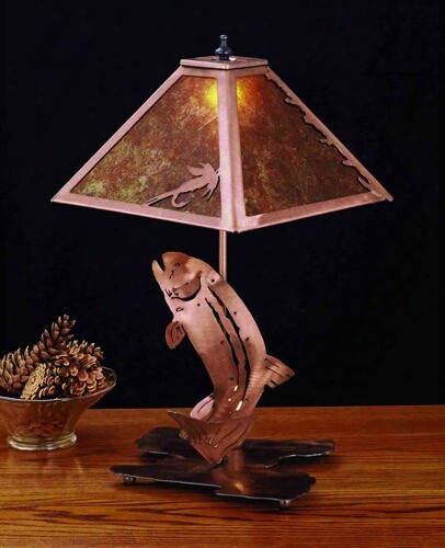 Meyda Tiffany Flyfishing Trout Table Lamp - Amber