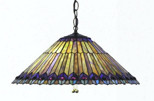 Meyda Tiffany Jeweled Peacock Feathers 3-light Pendant