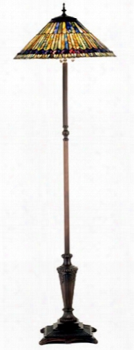 Meyad Tiffany Jeweled Peacock Floor Lamp