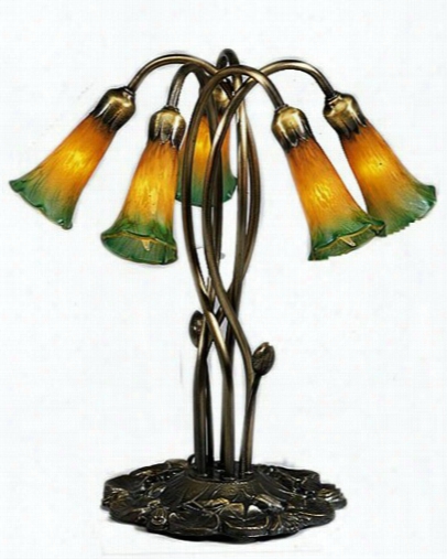 Meyda Tiffany Lily 5-light Table Lamp - Amber Green