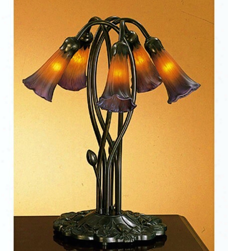 Meyda Tiffany Lily 5-light Table Lamp - Amber Purple