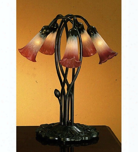 Meyda Tiffany Lily 5-light Table Lamp - Pink White