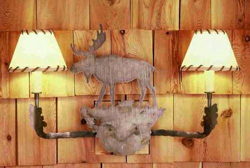 Meyda Tiffany Moose And Rawhide 2-light Wall Sconce - Ivory