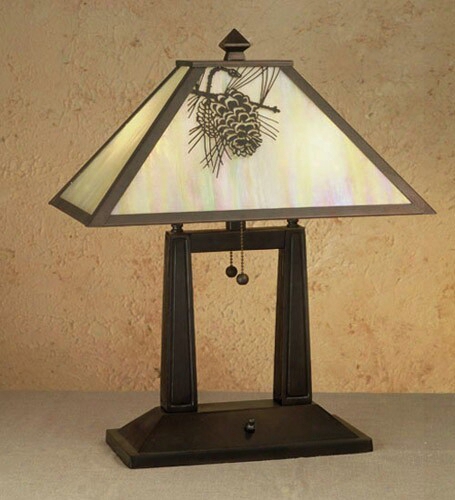 Meyda Tiffany Oblong Pine Cone Desk Lamp