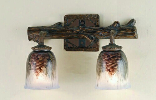 Meyda Tiffany Painted Pinecone 2-light Sconce