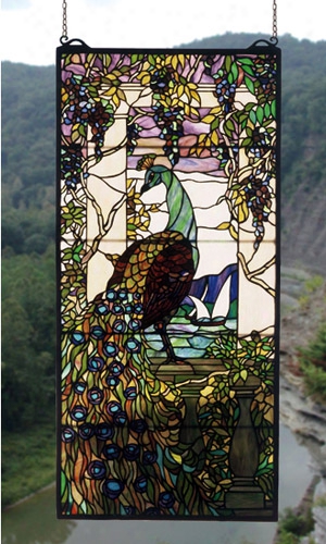 Meyda Tiffany Peacock & Wisteria Window Art Glass