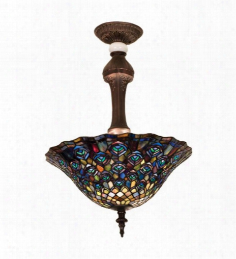 Meyda Tiffany Peacock Feather Semi Flush Mount