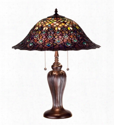 Meyda Tiffany Peacock Feather Table Lamp