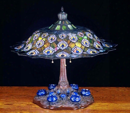 Meyda Tiffany Peacock Featherrs With Iink Wells Table Lamp