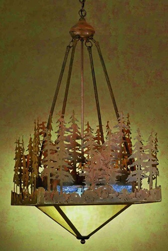 Meyda Tiffany Pine Lake 4-light Inverted Pendant