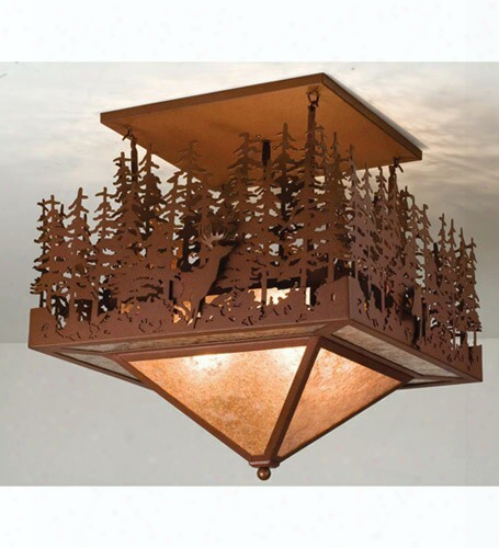 Meyda Tiffany Pine Lake Deer & Bear 4-light Semi Flush