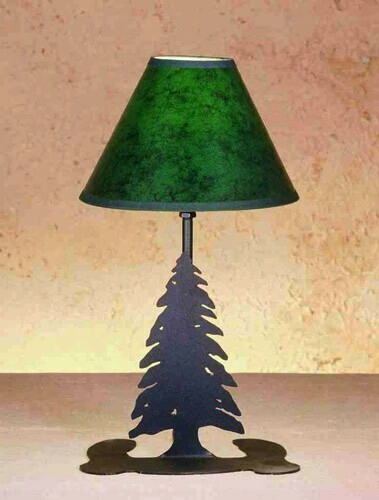 Meyda Tiffany Pine Tree With Faux Leather Accent Lamp