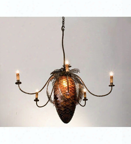 Meyda Tiffany Pinecone & Branch 5 Arm Chandelier