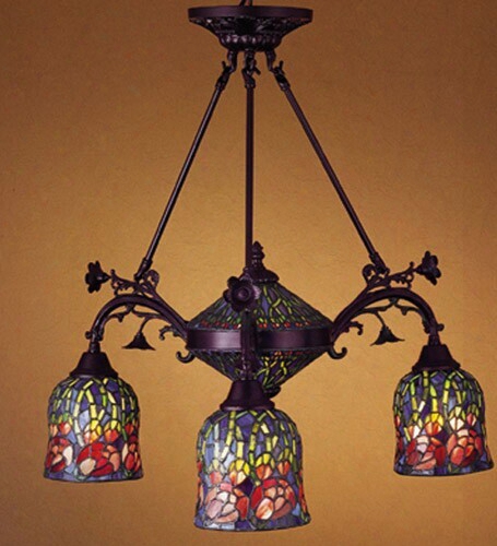 Meyda Tiffany Red Rosebud 3 Arm Chandelier