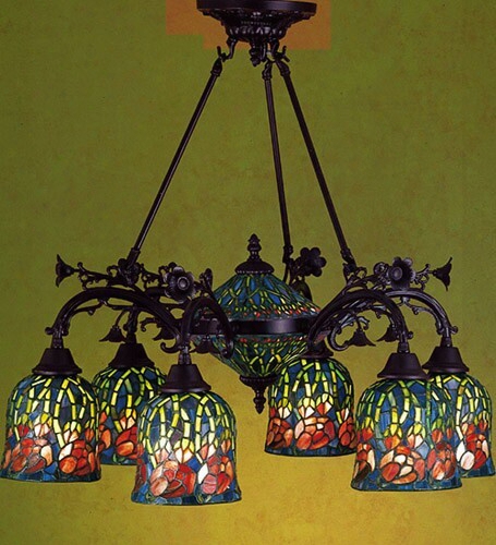 Meyda Tiffany Red Rosebud 6-light Chandelier