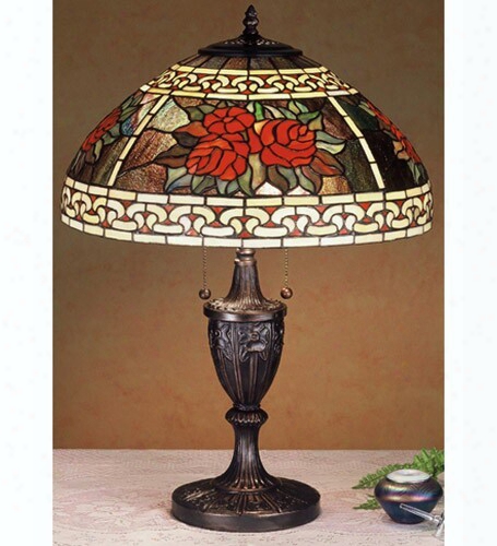 Meyda Tiffany Roses & Scroll Table Lamp