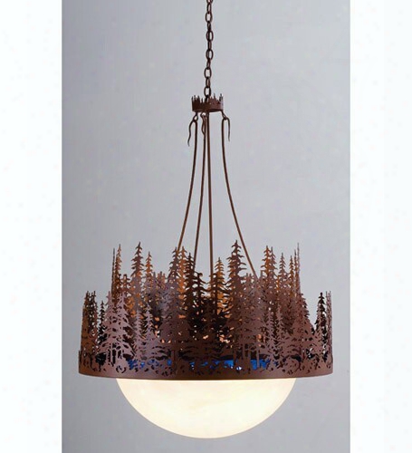 Meyda Tiffany Round Pine Lake 4-light Inverted Pendant - Rust
