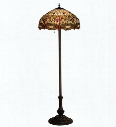 Meyda Tiffany Scarlet Dragonfly Floor Lamp