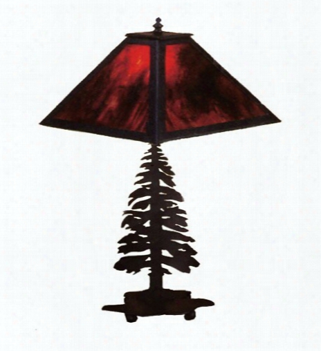 Meyda Tiffany Tall Pine Table Lamp - Red