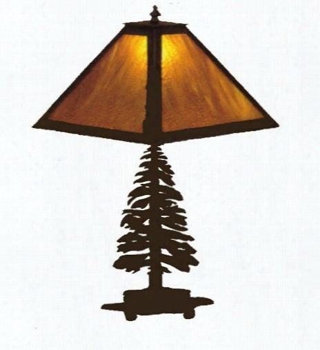 Meyda Tiffany Tall Pine Table Lamp - Yellow Amber