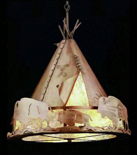 Meyda Tiffany Teepee 4-light Pendant - Beige Charcoal