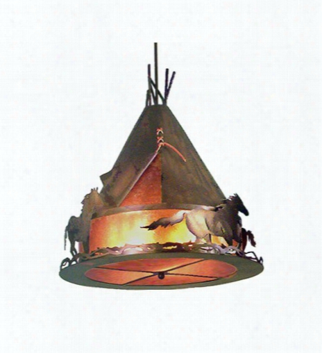 Meyda Tiffany Teepee With Runnig Horses 4-light Pendant