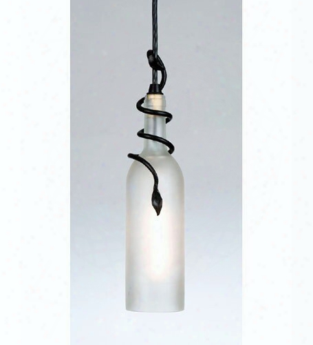 Meyda Tiffany Wine Bottle Mini Pendant - Clear Texture Black