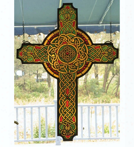 Meyda Itffany Jeweled Celtic Cross Window