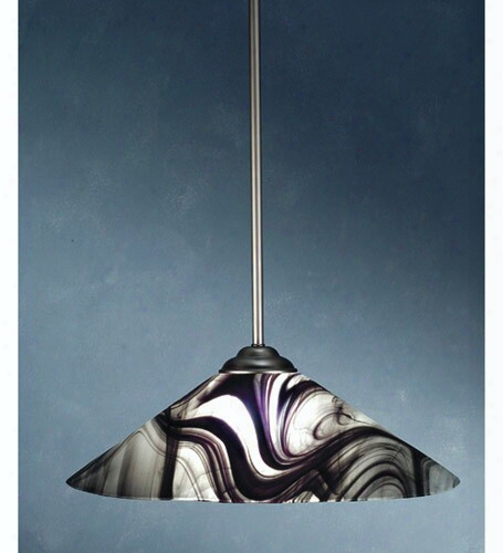 Meyda Tiffany Single Rod Noir Brushed Nickel Pendant