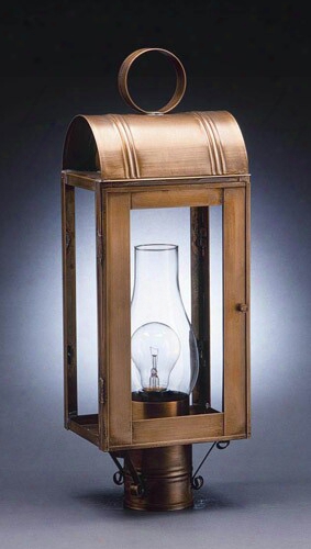 Northeast Lanterns Livery Post Mount Lantern - Hurricane Glass