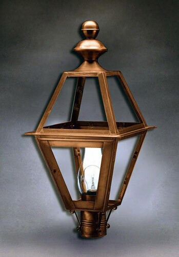 Northeast Lanterns Small Boston Post Mount Lantern - Round Finial