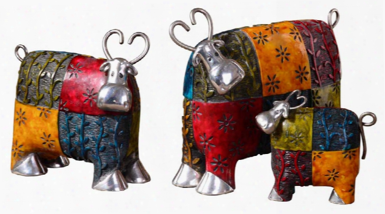 Uttermost Colorful Cows Accessories Set Of 3