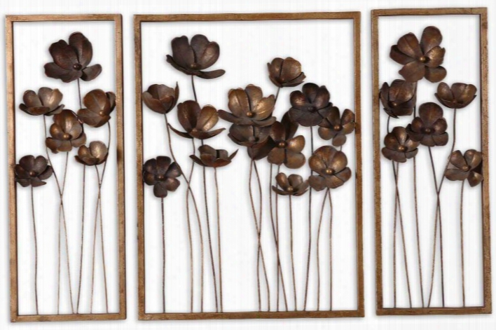 Uttermost Metal Tulips-wall Art-set Of 3