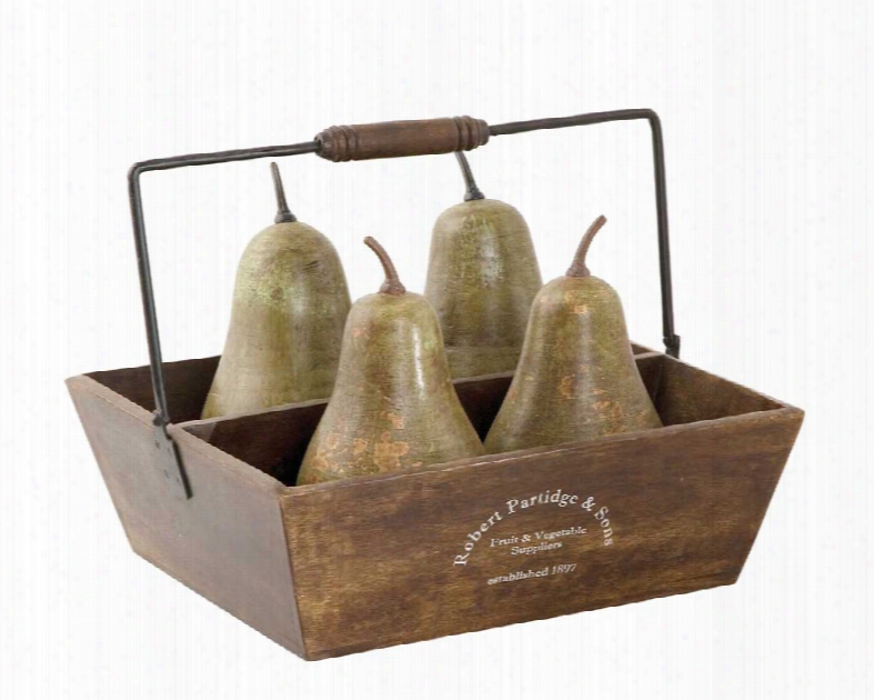 Uttermost Pears In Basket Set Of 5