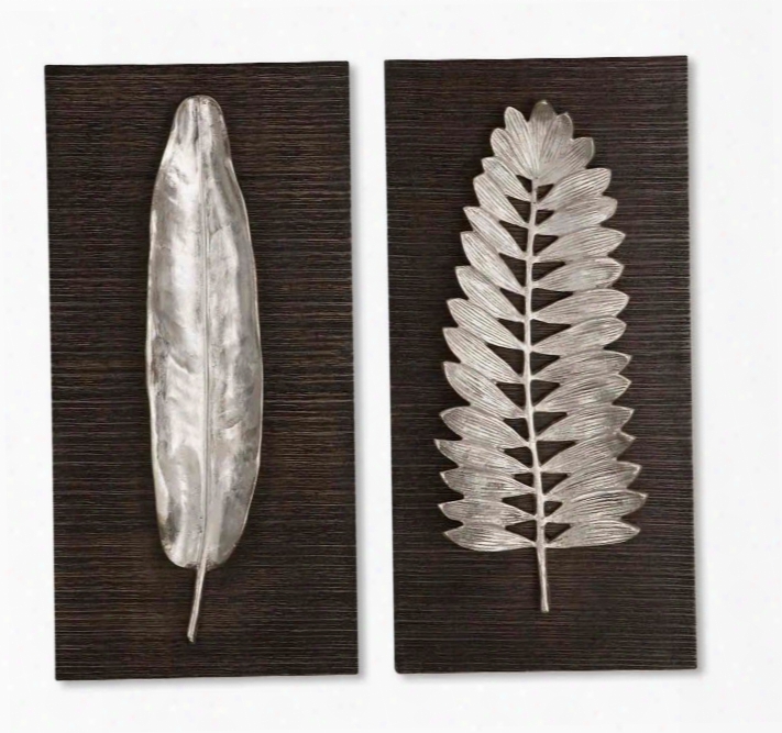Uttermost Silver Leaves Wall Art-set Of 2