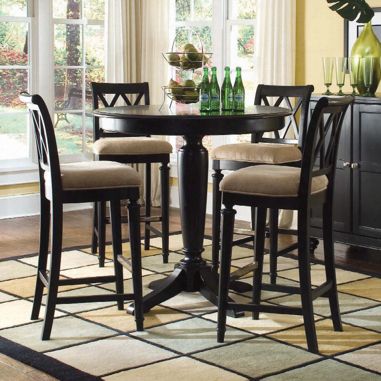 American Drew Camden Dark 5-piece Bar Height Pedestal Table Set