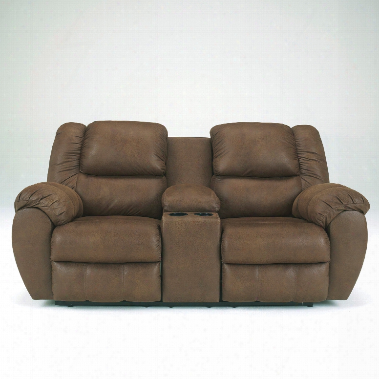 Benchcraft Quarterback Double Reclining Loveseat With Console