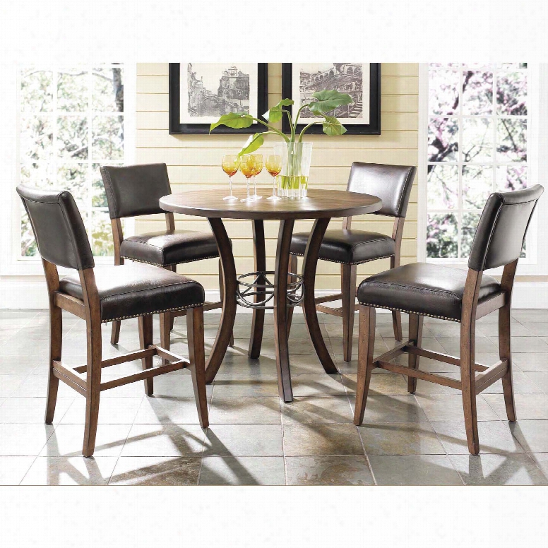 Hillsdale Furniture Cameron 5-piece Counter Heightt Round Wood Dining Set With Parson Stools