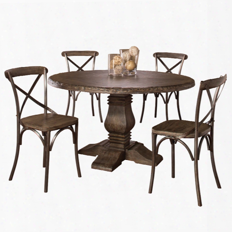 Hillsdale Furniture Lorient 5-piece Round Dining Set With Cross Back Chairs