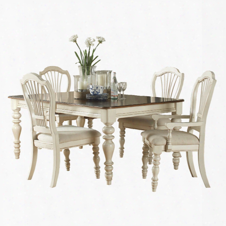 Hillsdale Furniture Pine Island 5-piece Dining Set With Wheat Back Chairs In Old White