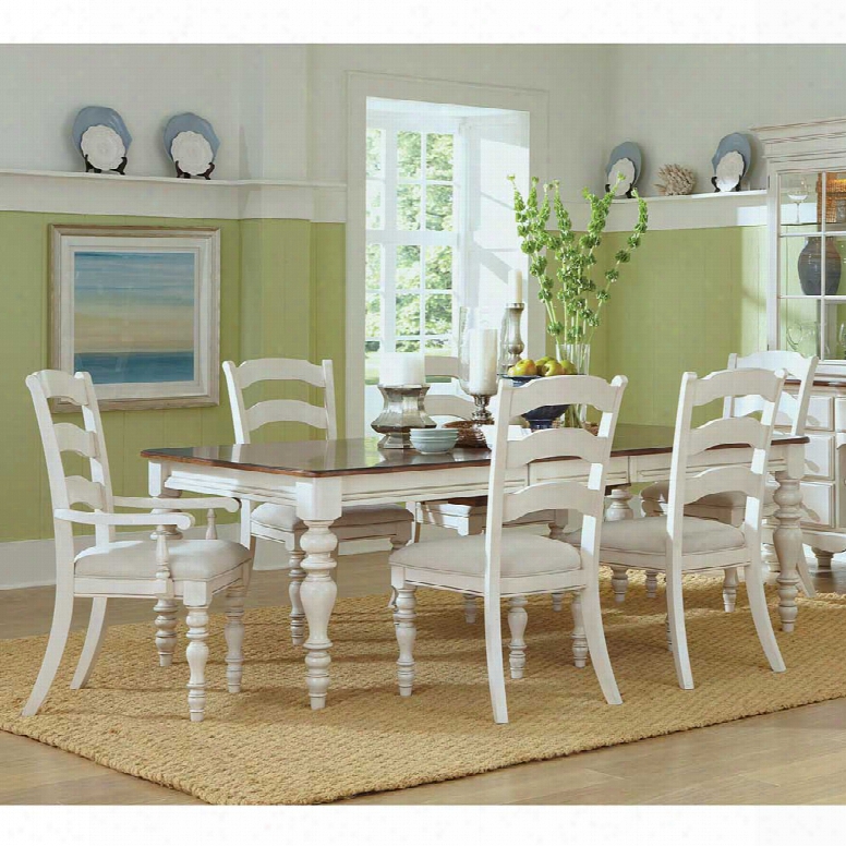 Hillsdale Furniture Pine Island 7-piece Dining Set With Ladder Back Chairs In Old White