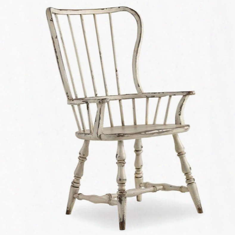 Hooker Furniture Sanctuary Brighton Spindle Back Arm Chair In Vintage Chalky White