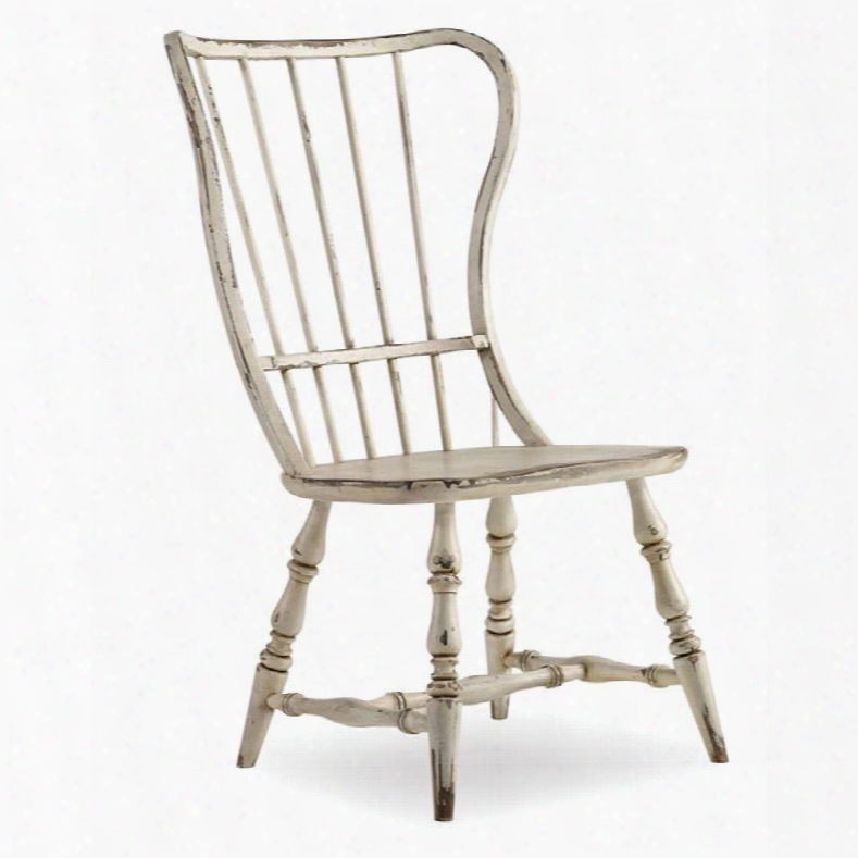 Hooker Furniture Sanctuary Brighton Spindle Back Side Chair In Vintage Chalky White