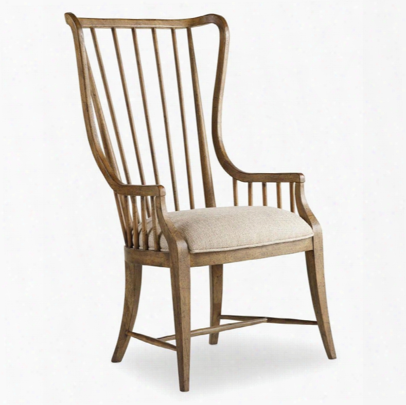 Hooker Furniture Sanctuary Brighton Tall Spindle Arm Chair In Antique Hickory