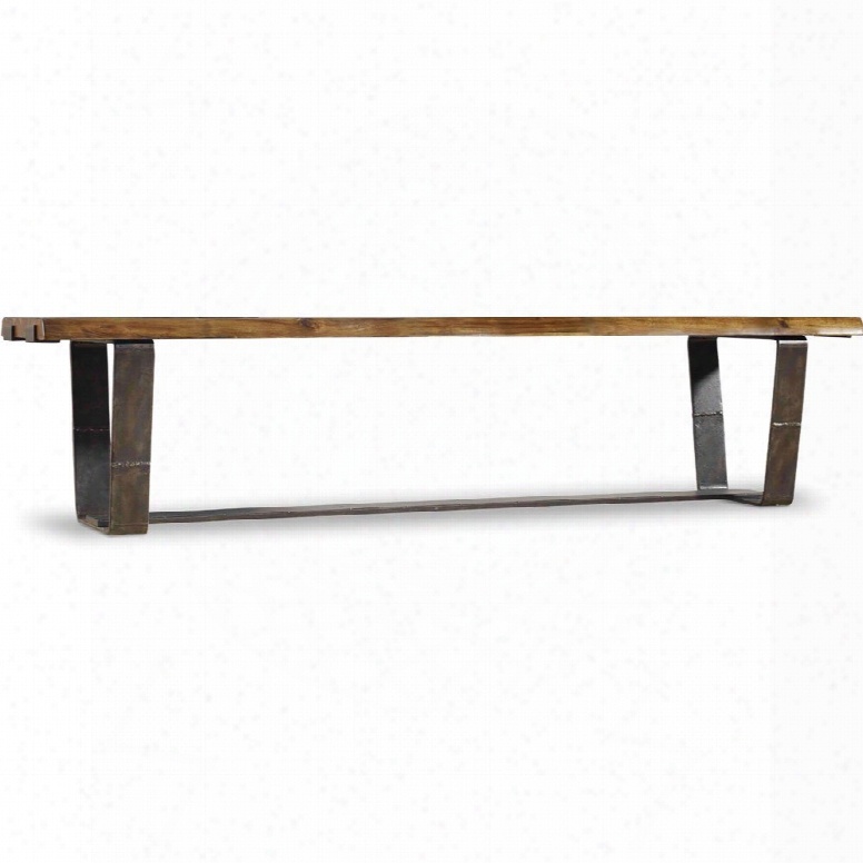 Hooker Live Edge Bench With Rustic Metal Base