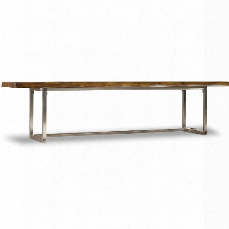 Hooker Live Edge Bench With Stainless Steel Base