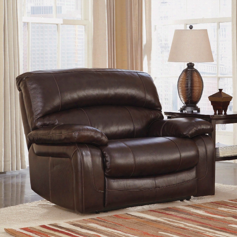 Signature Design By Ashley Damacio Zero Wall Wide Seat Recliner In Dark Brown