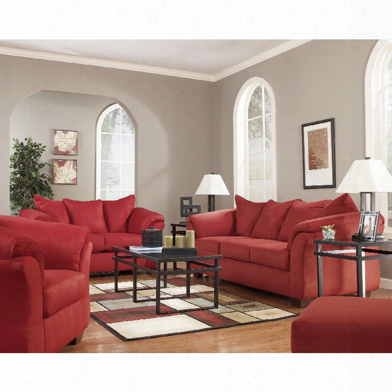 Signature Design By Ashley Dollar Bay 4-piece Living Room Set In Salsa With Free Ottoman